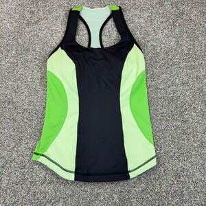 Lululemon Racerback‎ Tank Top Built-in Bra Lime Green Black Colorblock Size 8